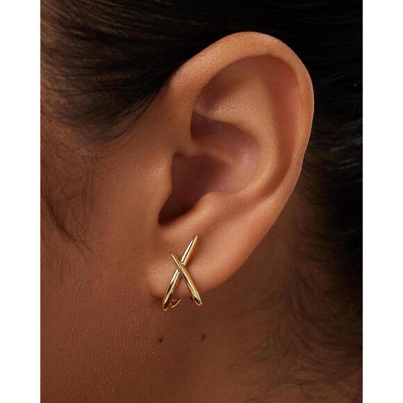 Women 14K Gold Stud Earrings Dainty Earrings Simple Gold Earrings Hypoallergenic - Picture 2 of 7